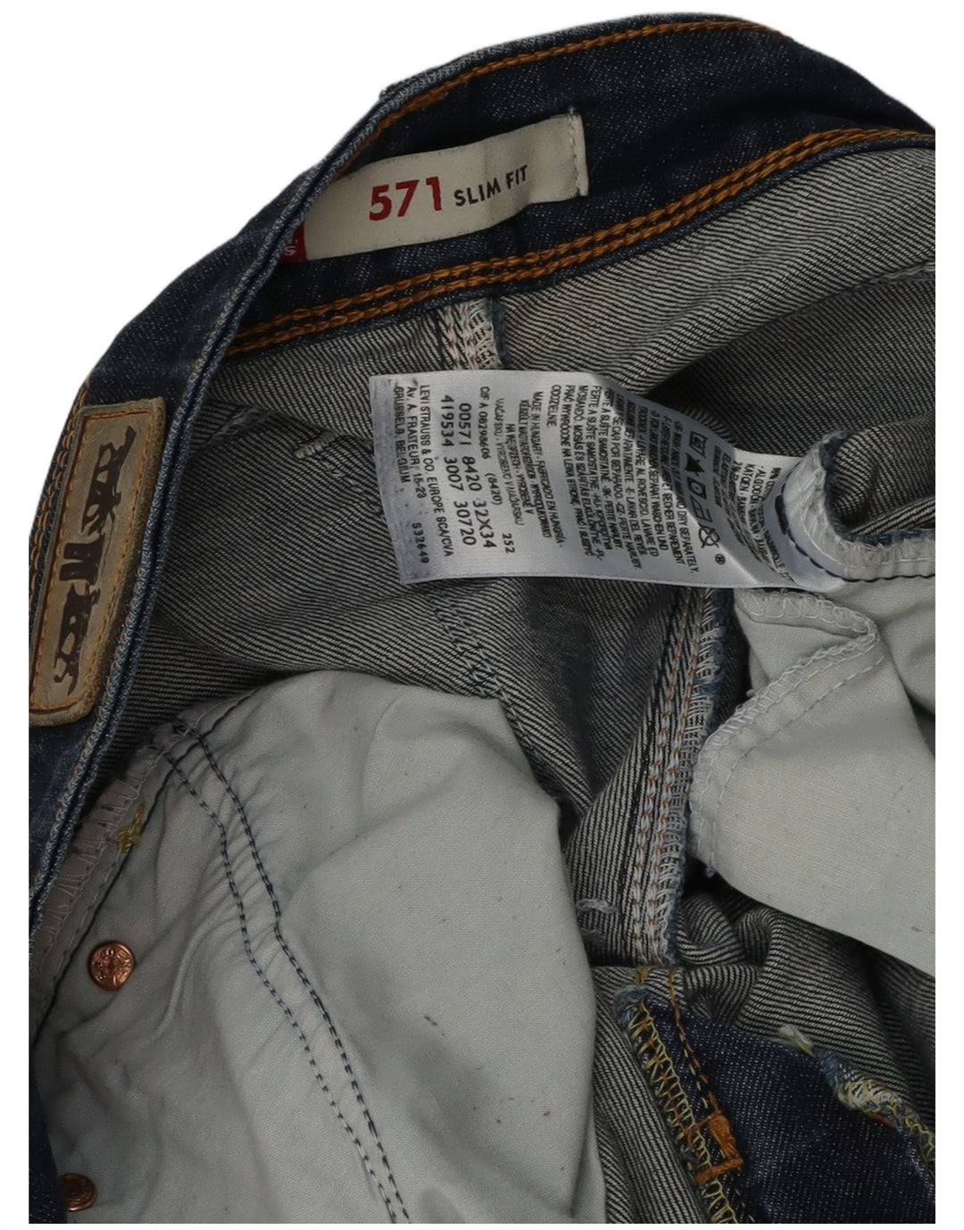 Levi's Damen 571 Slim Jeans W32 L30 Marineblaue Baumwolle