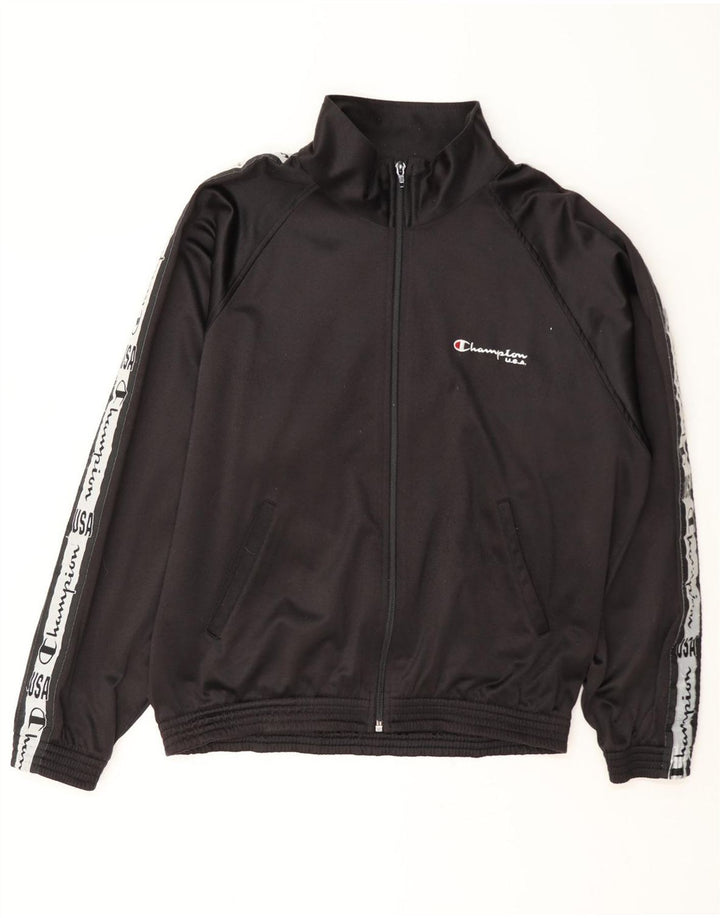 Champion Herren-Trainingsanzugoberteil mit Grafik, Mittelschwarz, Farbblock