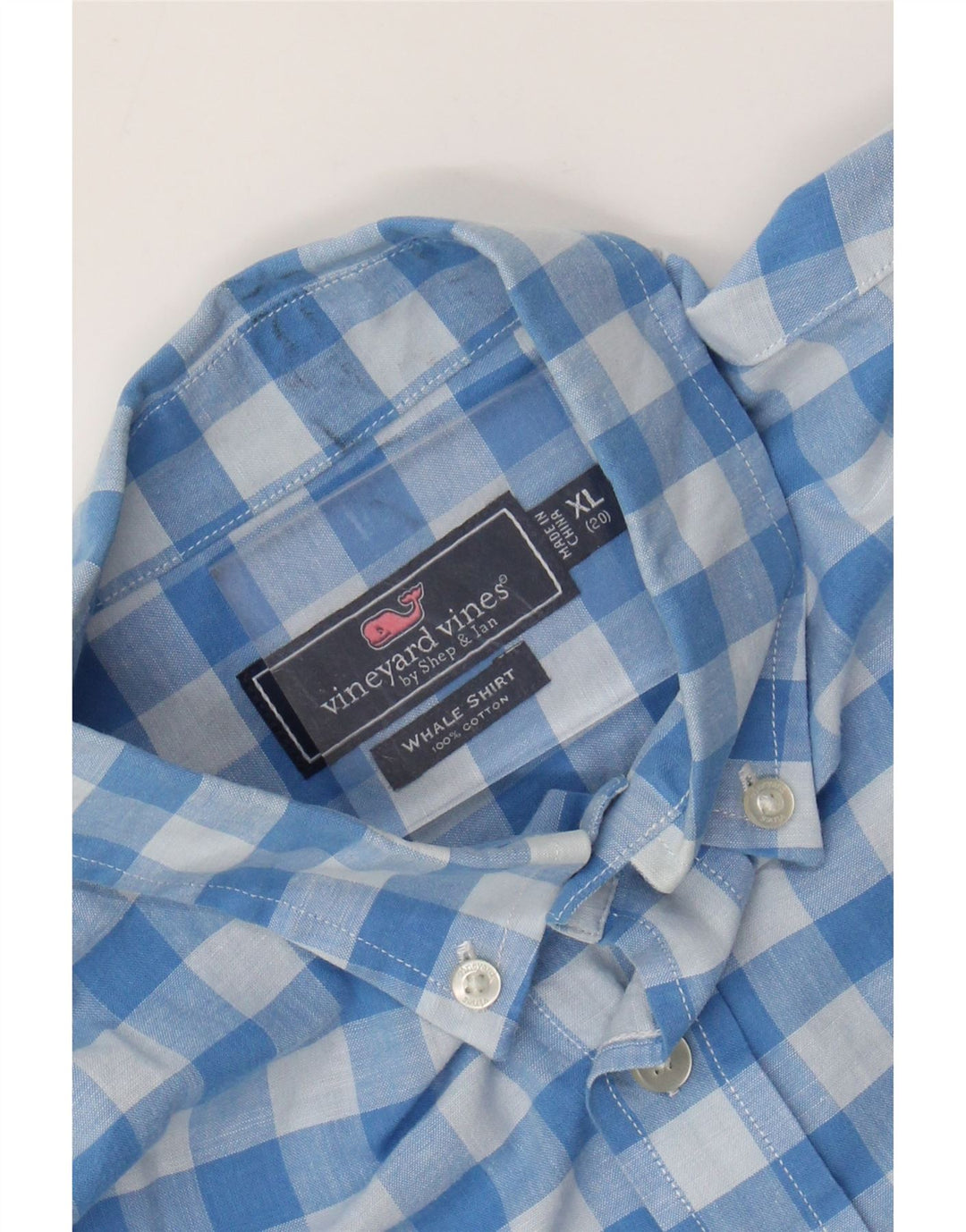 Vineyard Vines Jungen-Hemd, 15–16 Jahre, XL, blaues Gingham-Baumwolle