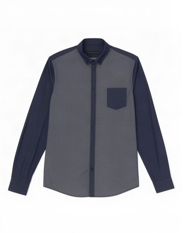 Trussardi Herrenhemd Größe 40 Medium Marineblau Baumwolle