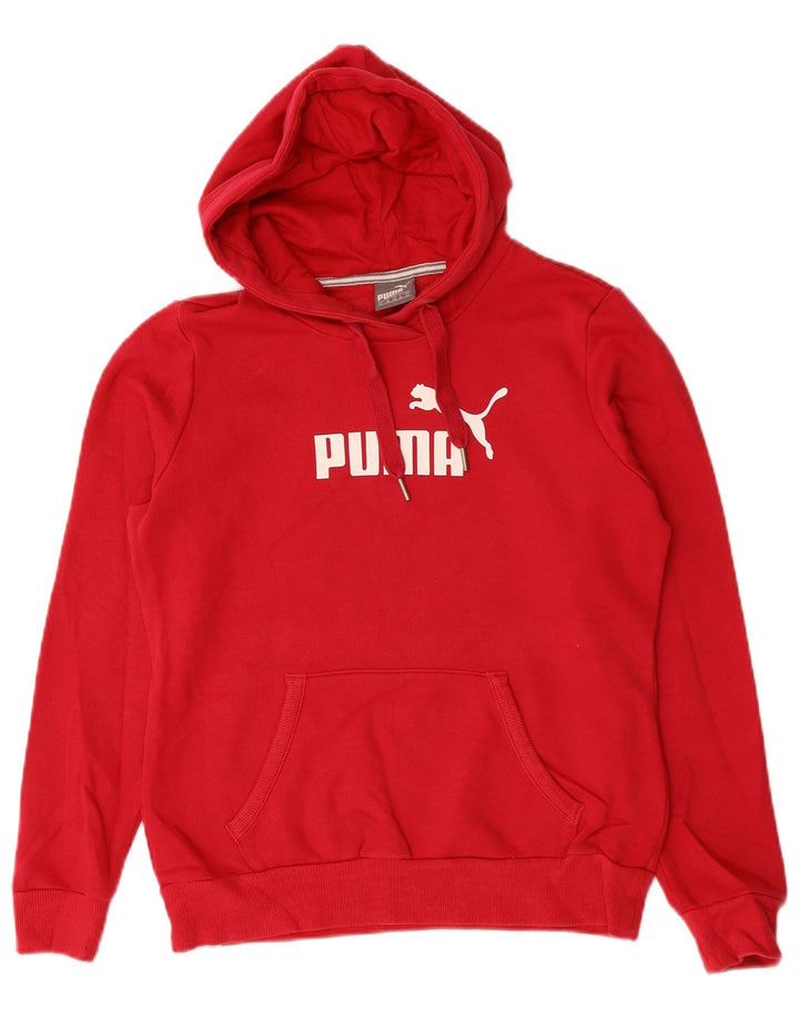 PUMA Damen Graphic Hoodie Pullover UK 10 Small Rot Baumwolle