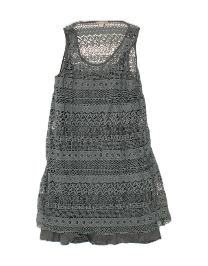 MASSIMO DUTTI Womens Sleeveless A-Line Dress UK 12 Medium Grey Cotton Vintage Massimo Dutti and Second-Hand Massimo Dutti from Messina Hembry 