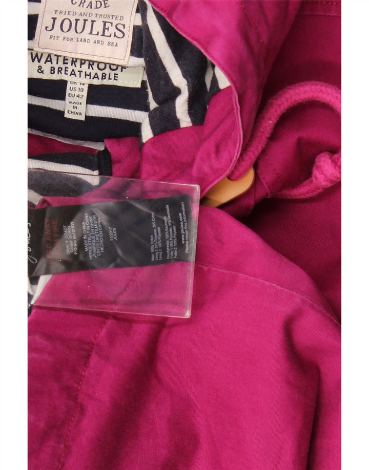 JOULES Damen-Bomberjacke mit Kapuze, UK 14, Größe L, Rosa, Baumwolle