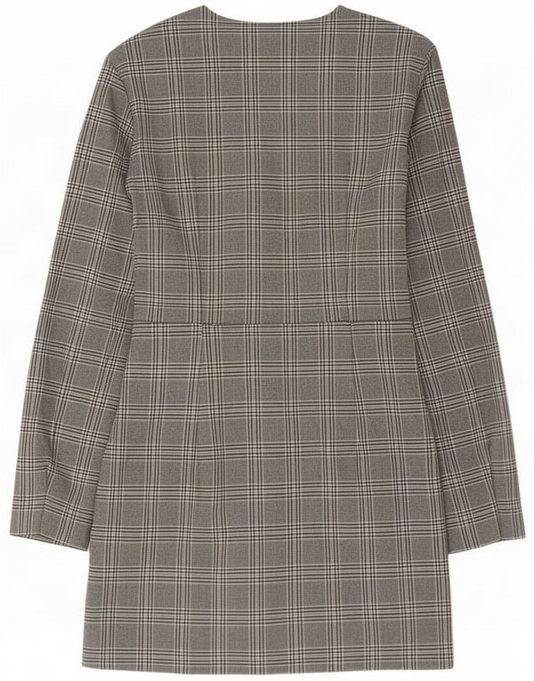 Zara Damen Etuikleid UK 8 Small Grey Houndstooth Polyester