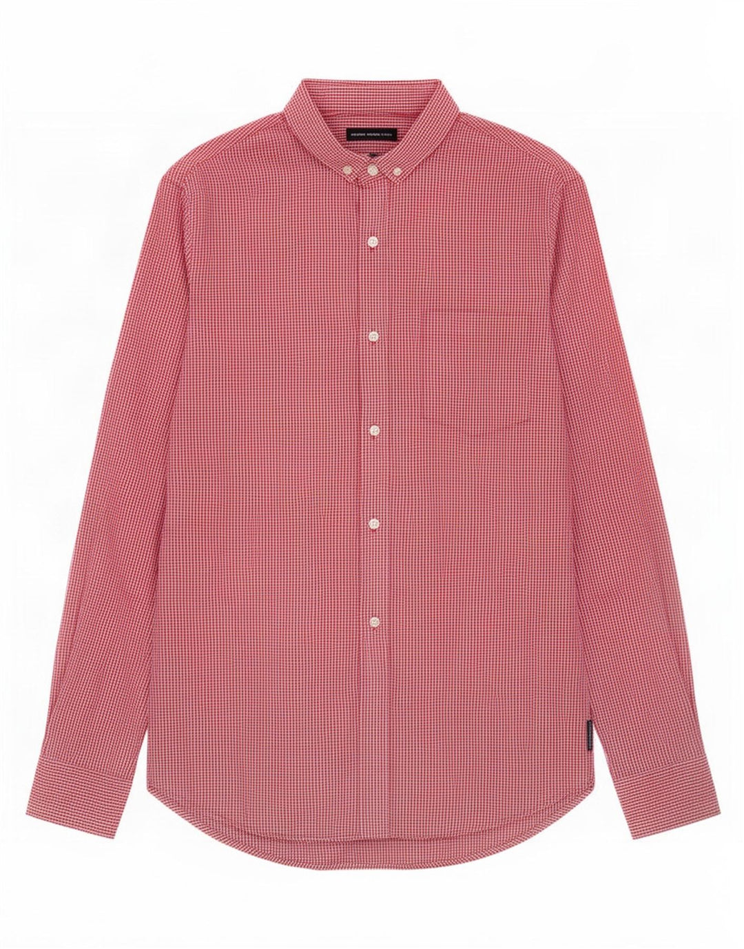 French Connection Herren-Hemd, klein, rot, Gingham-Baumwolle