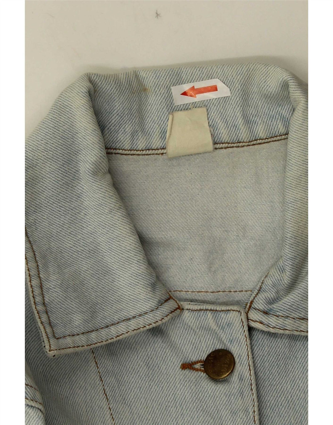 Vintage Damen Crop Graphic Jeansjacke UK 10 Small Blaue Baumwolle