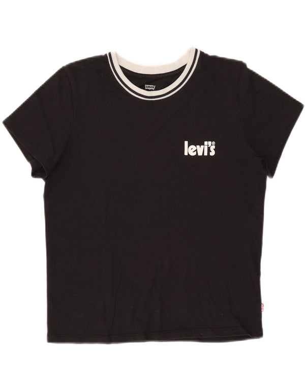 LEVI'S Damen T-Shirt Top UK 6 XS Schwarz