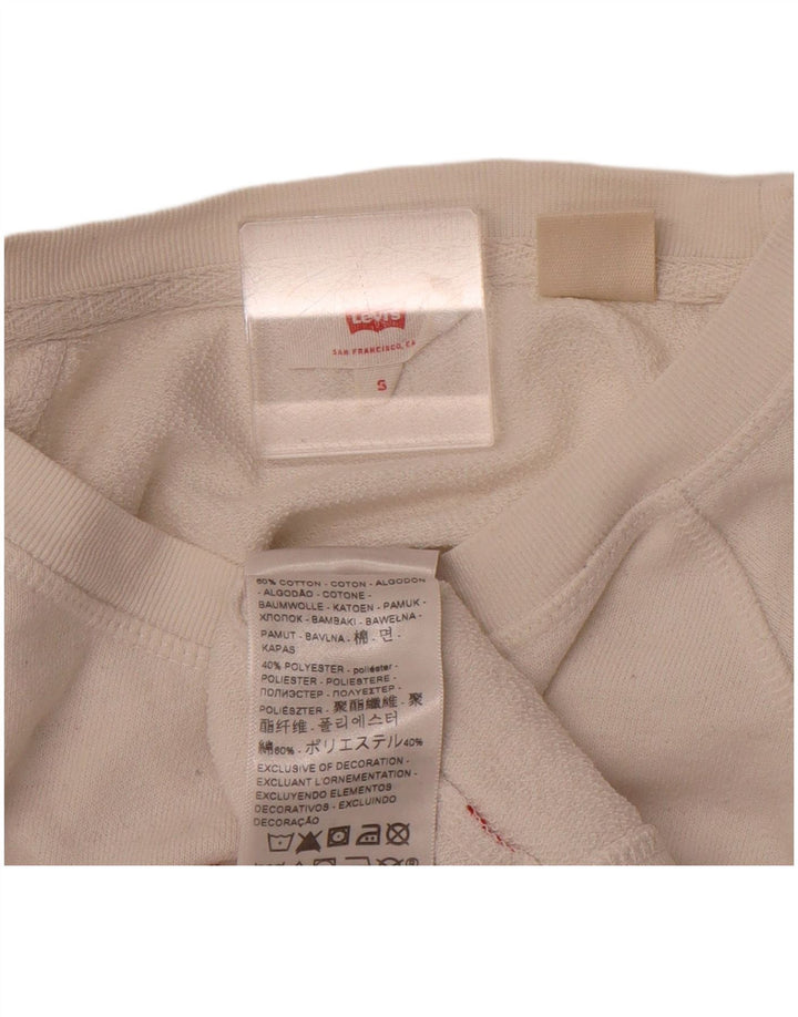 LEVI'S Womens Graphic Sweatshirt Jumper UK 10 Small White Cotton