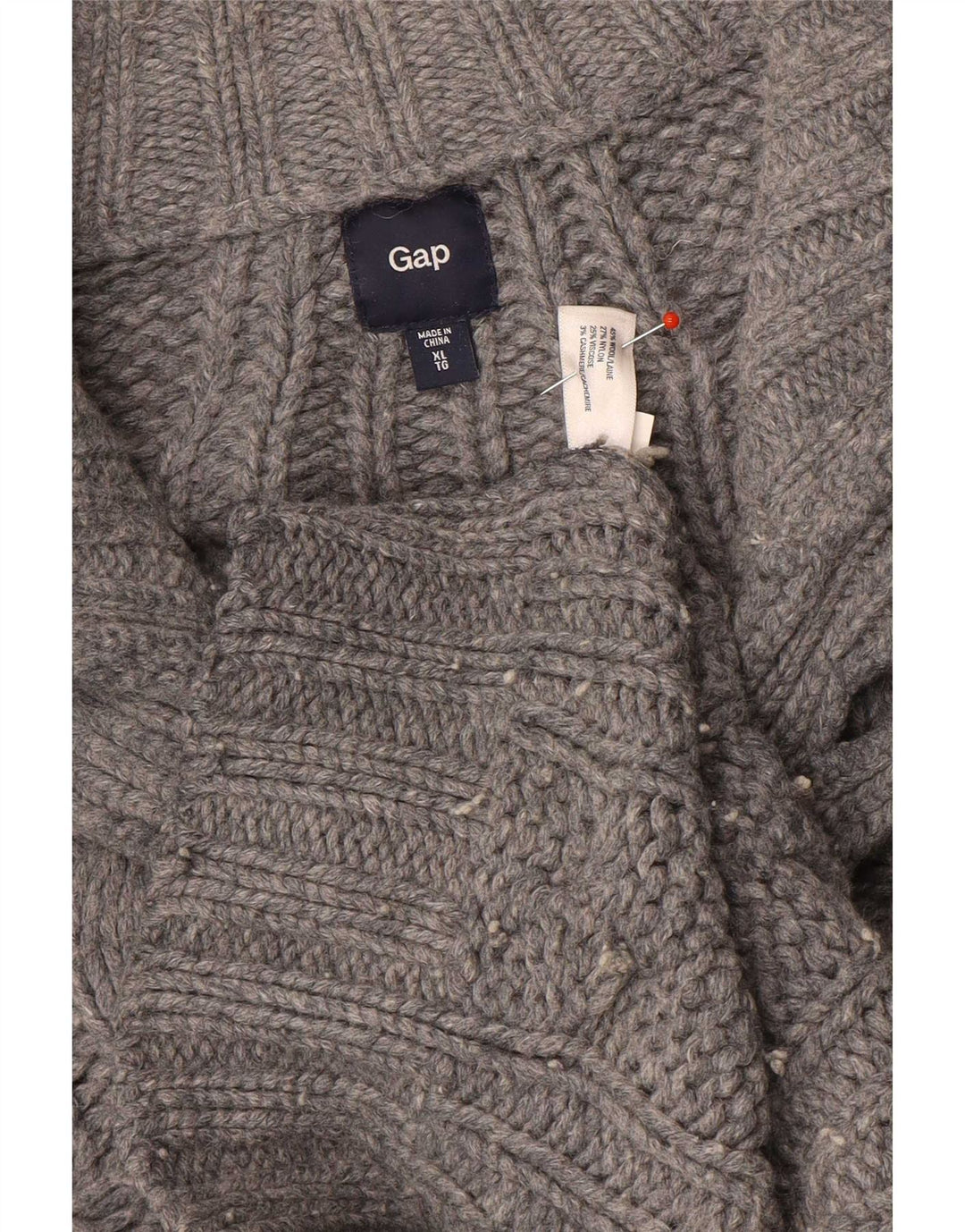 Gap Herren-Pullover mit Knopfkragen, XL, graue Wolle
