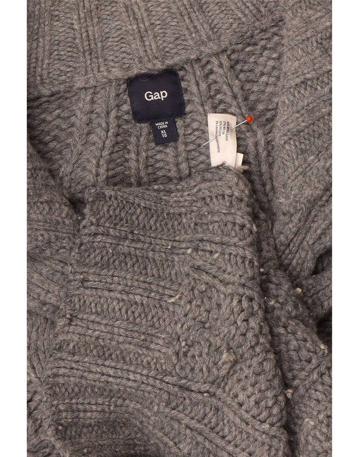 Gap Herren-Pullover mit Knopfkragen, XL, graue Wolle