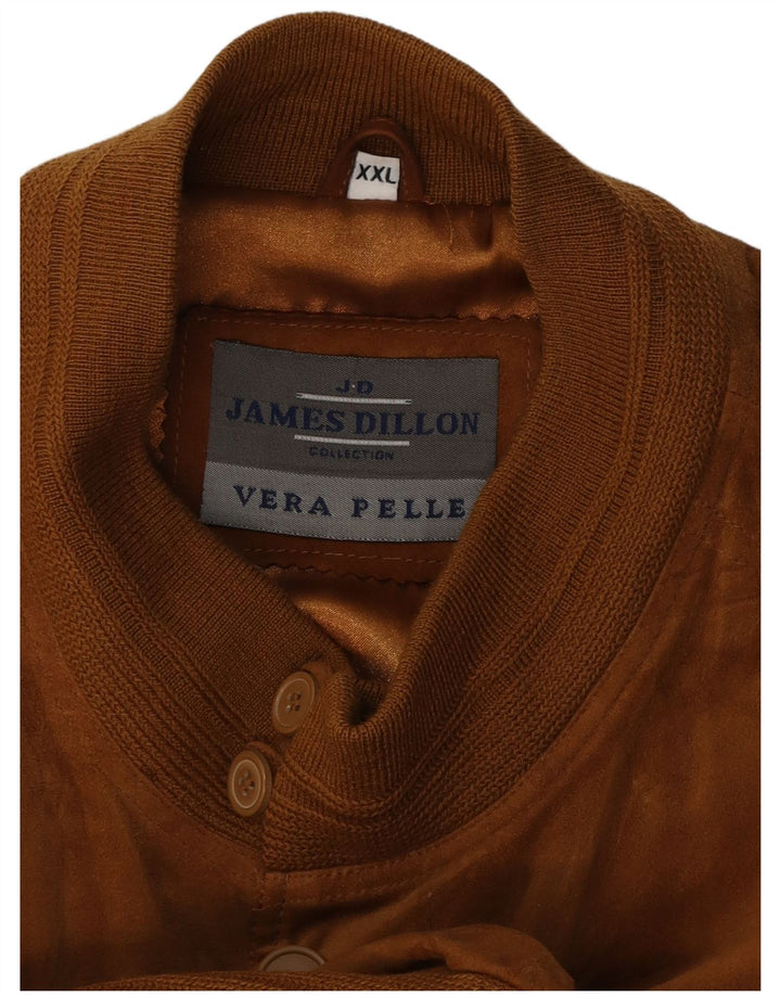 James Dillon Herren Wildleder Bomberjacke UK 44 2XL Braunes Leder