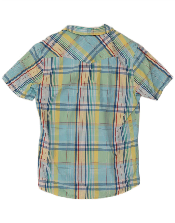 Levi's Herren Modern Fit Kurzarmhemd aus mittelblauer Karo-Baumwolle