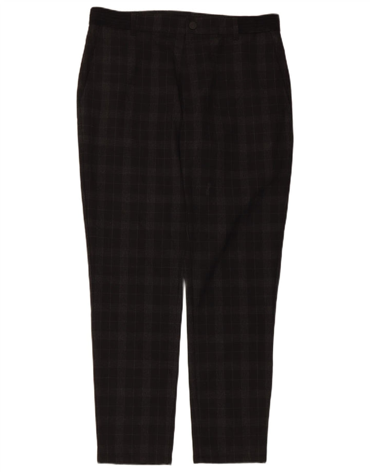 Zara Herren Tapered Chino-Hose, Größe M, W31, L28, Schwarz kariert