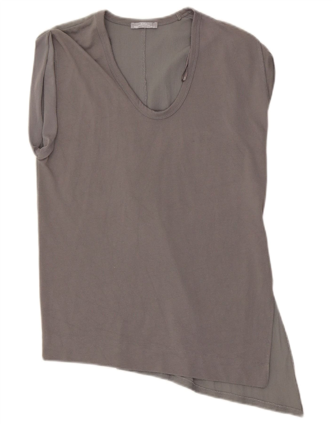 Zara Damen Asymmetrisches Blusenoberteil UK 10 Small Graue Viskose
