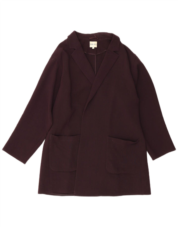 Reiss Womens Open Overcoat UK 6 XS Burgunderrote Wolle