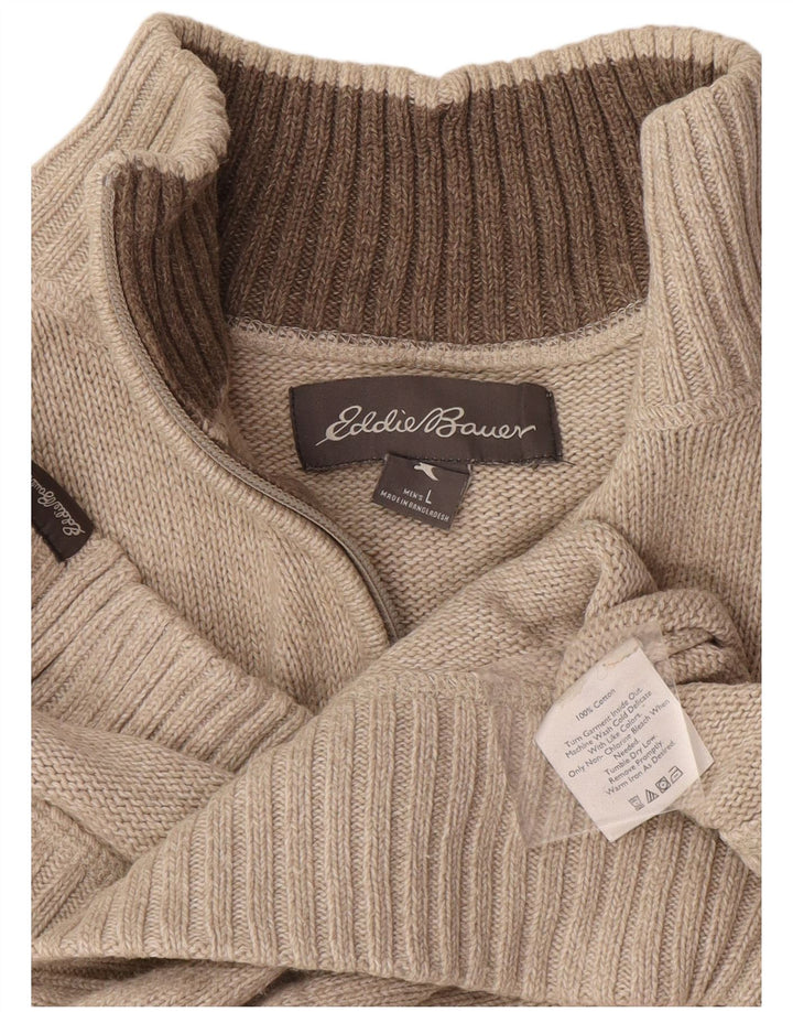 Eddie Bauer Herren-Pullover mit Reißverschluss am Hals, große beige Baumwolle