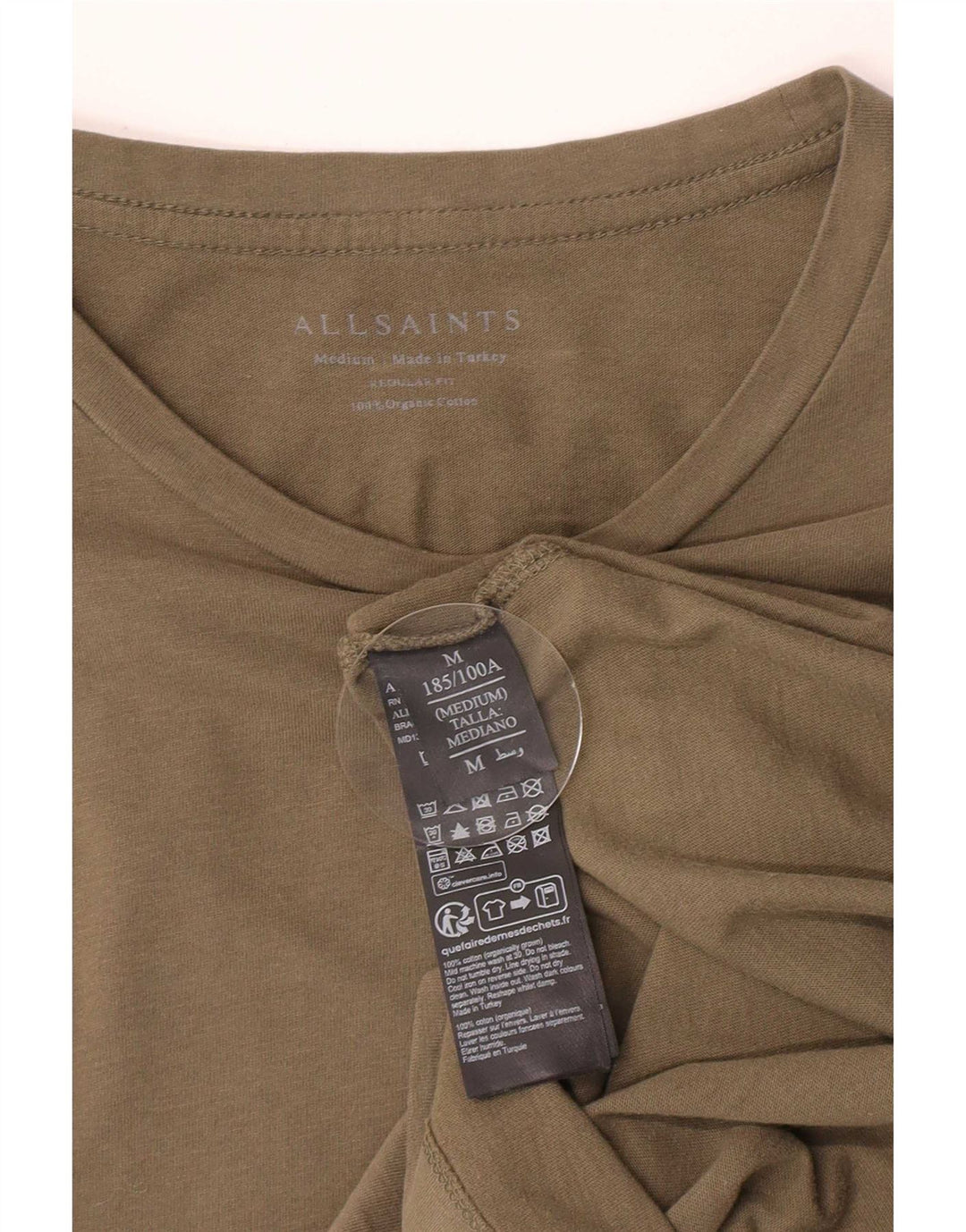 All Saints Herren-T-Shirt mit normaler Passform, mittelgrüne Baumwolle