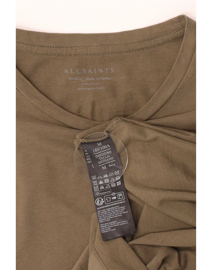 All Saints Herren-T-Shirt mit normaler Passform, mittelgrüne Baumwolle