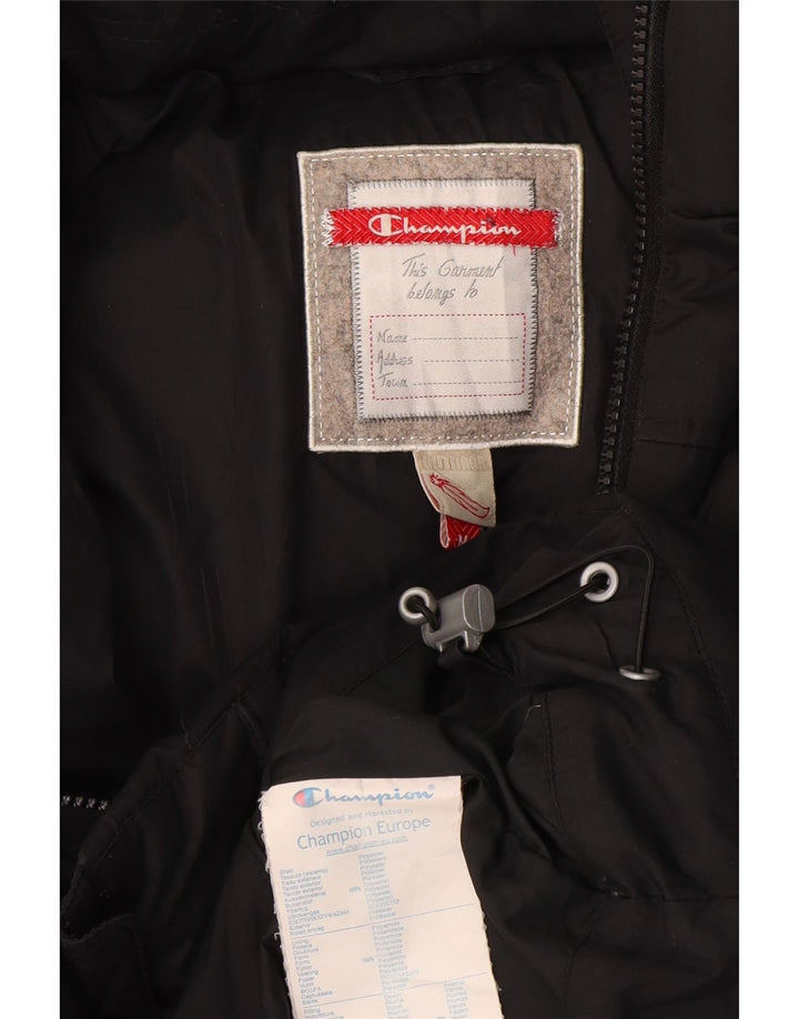 Champion Womens Hooded Wattierte Jacke UK 14 Mittelschwarzes Polyester