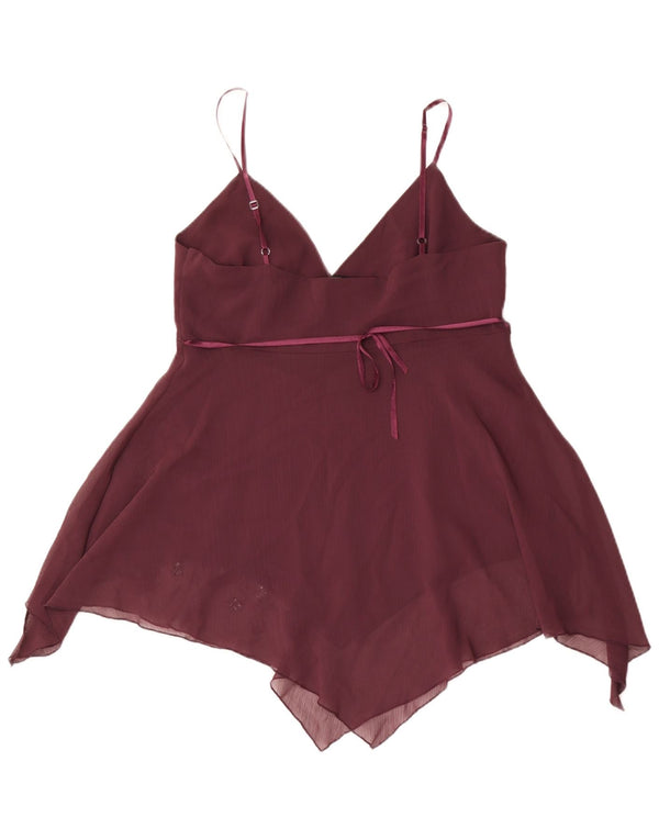 A-Wear Damen Asymmetrisches Cami-Oberteil UK 12 Medium Burgundy Floral Polyester