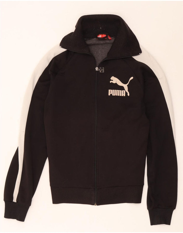 Puma Herren-Trainingsanzug mit grafischem Oberteil, Mittelschwarzes Farbblock-Polyester