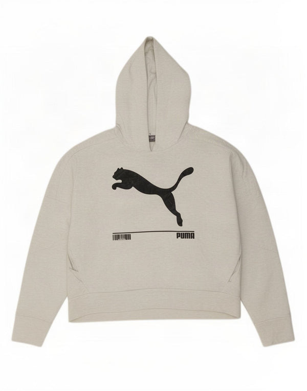 Puma Womens Graphic Hoodie Pullover UK 14 Mittelgraue Baumwolle