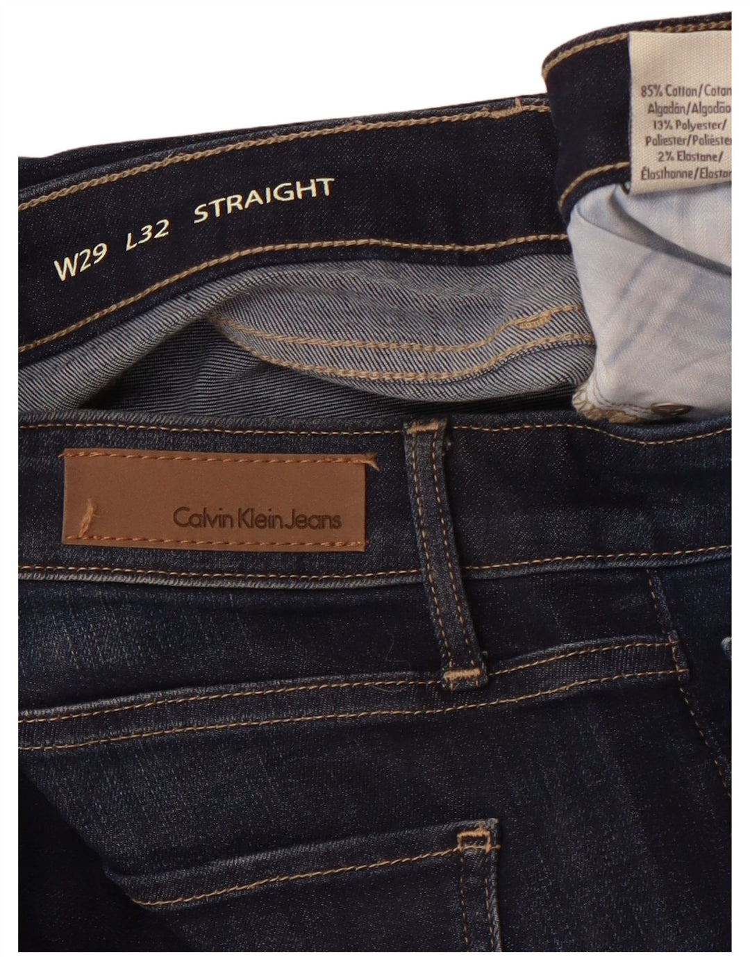 Calvin Klein Damen Straight Jeans W29 L32 Marineblau Baumwolle