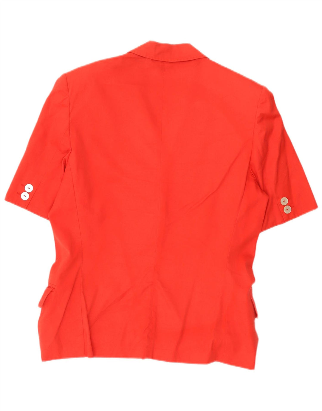 Max Mara Damen-Blazer mit 2 Knöpfen, kurzärmelig, UK 14, Größe L, Rot, Baumwolle