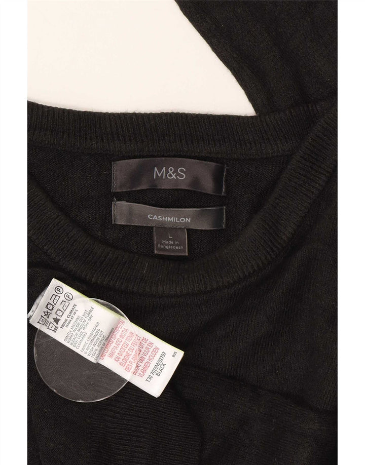 Marks & Spencer Herren-Pullover mit Rundhalsausschnitt, groß, aus schwarzem Acryl