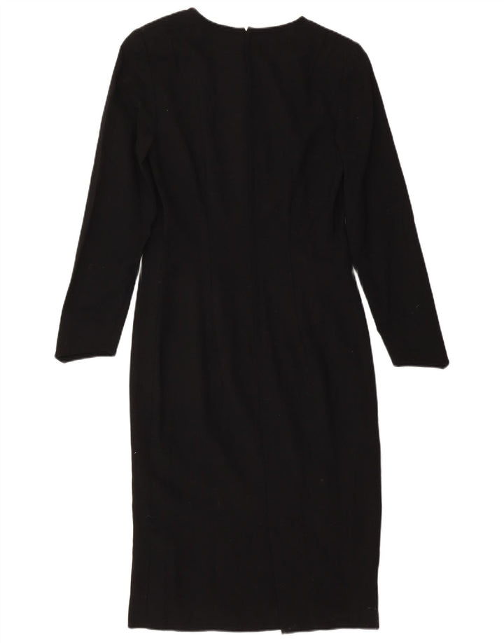 Vintage Damen Langarm-Etuikleid IT 42 Medium Schwarz