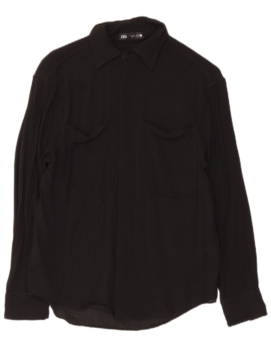 Zara Herrenhemd Small Schwarz Viskose