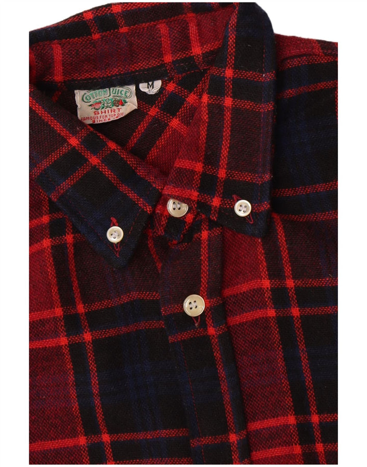 Vintage Herren Flanellhemd Mittelrot kariert aus Baumwolle