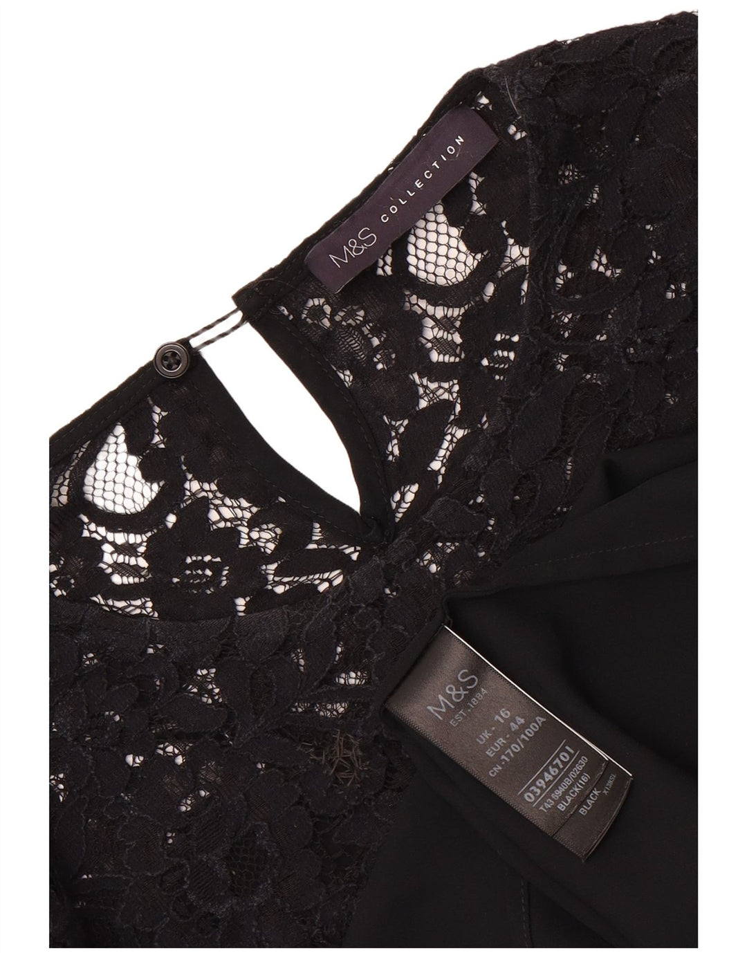 Marks & Spencer Damen-Langarm-Blusenoberteil in Übergröße, Gr. 44, Größe L, Schwarz