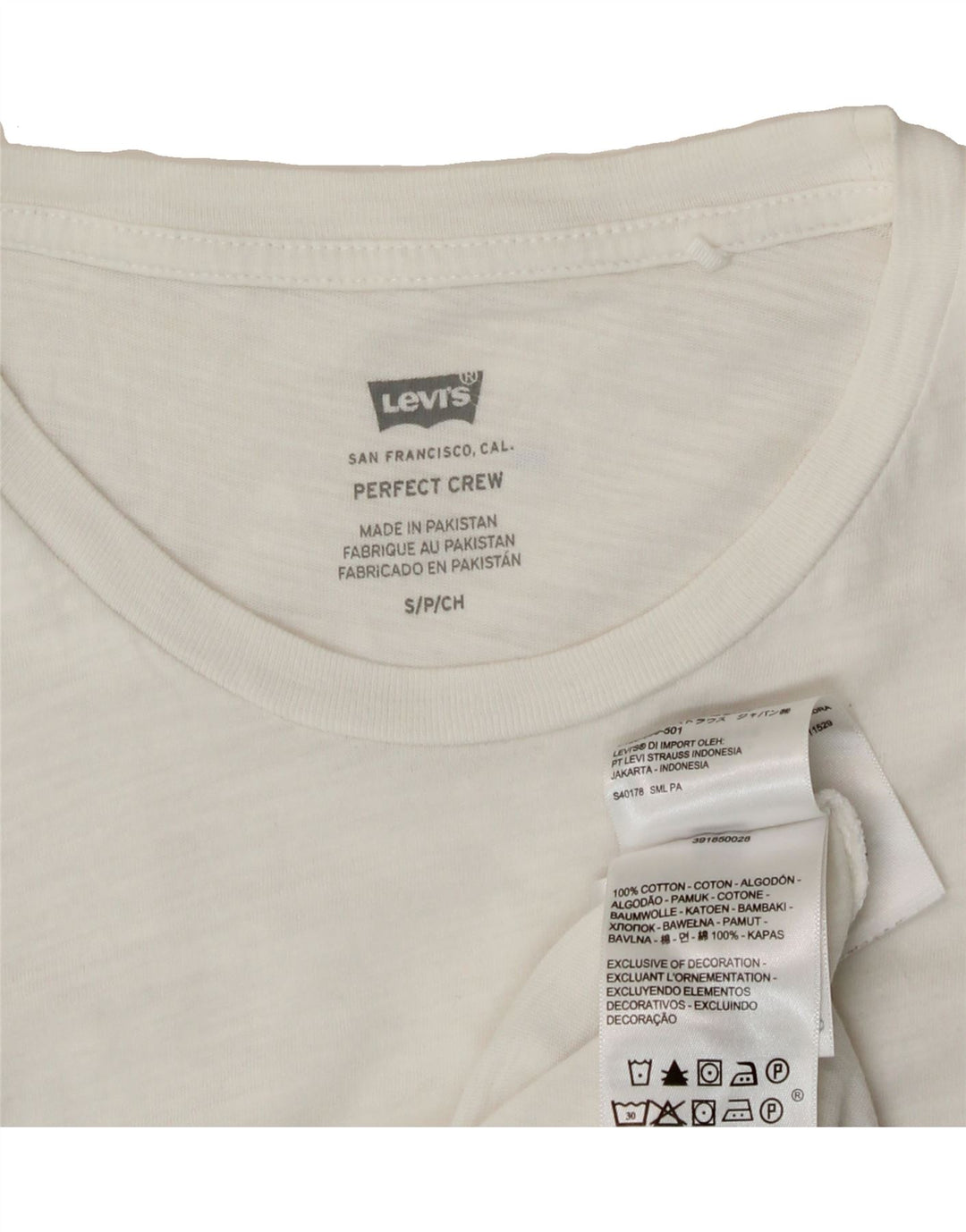 LEVI'S Womens T-Shirt Top UK 10 Small White Cotton Vintage Levi's and Second-Hand Levi's from Messina Hembry 