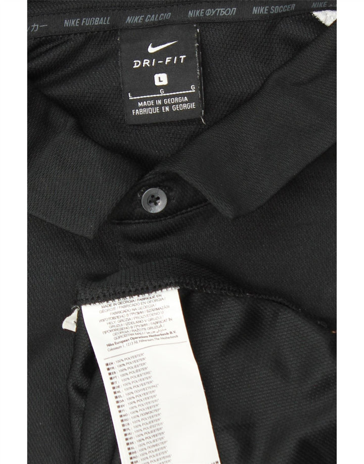 Nike Herren-Poloshirt mit Dri-Fit-Grafik, groß, schwarzes Farbblock-Polyester