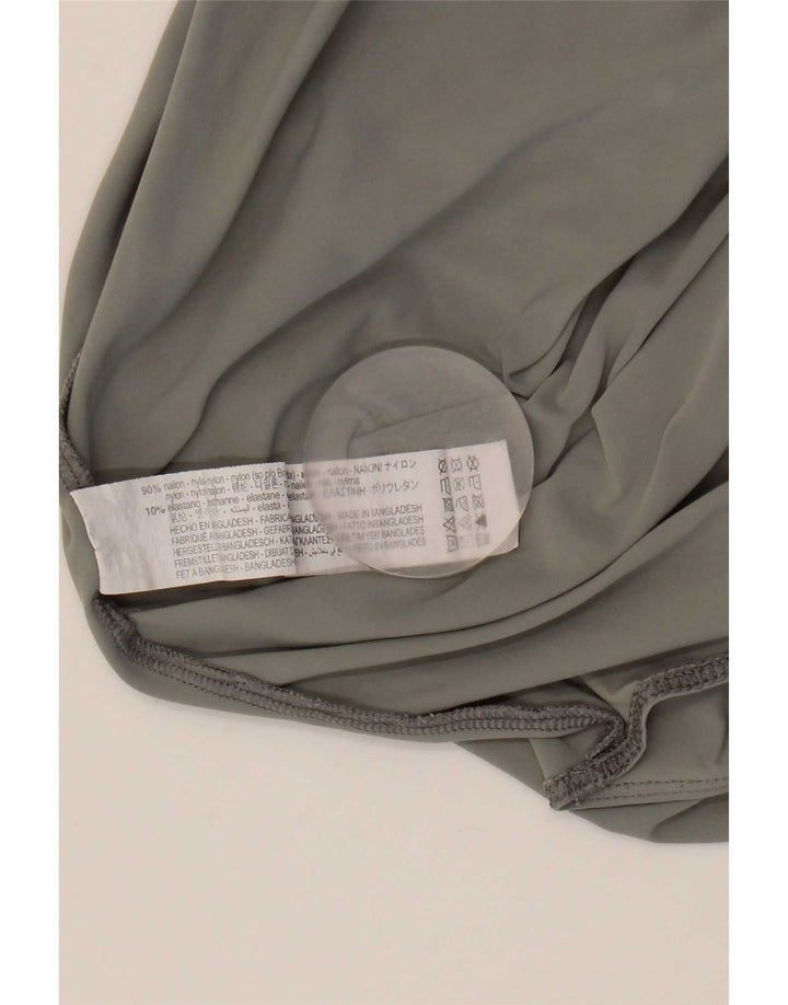 Zara Damen Langarm-Body UK 12 Mittelgraues Nylon