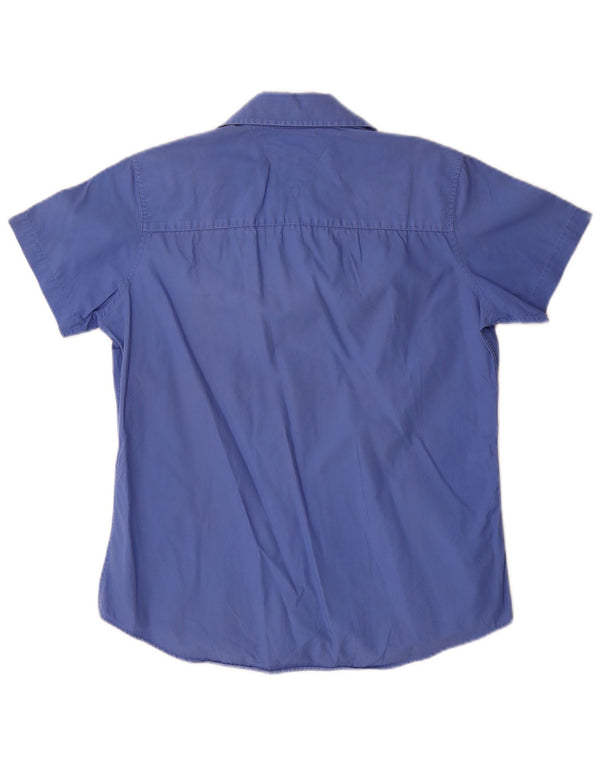 Tommy Hilfiger Damen Kurzarmhemd US 8 Mittelblaue Baumwolle