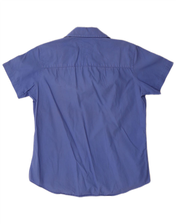 Tommy Hilfiger Damen Kurzarmhemd US 8 Mittelblaue Baumwolle
