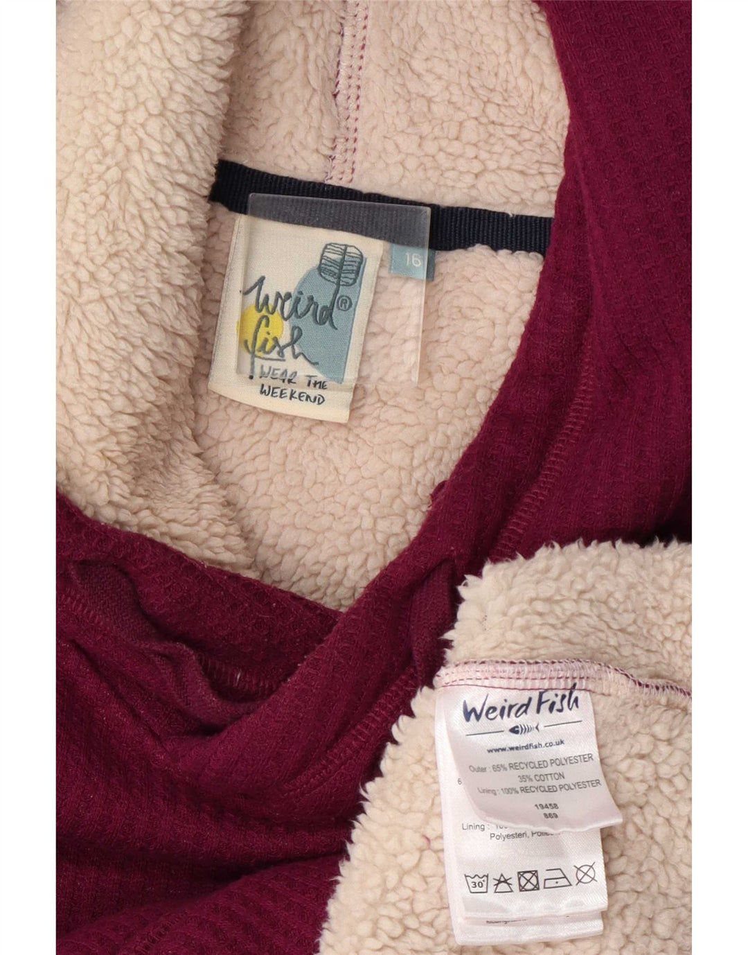 Weird Fish Damen Kapuzenpullover UK 16 Large Burgunderrot Polyester