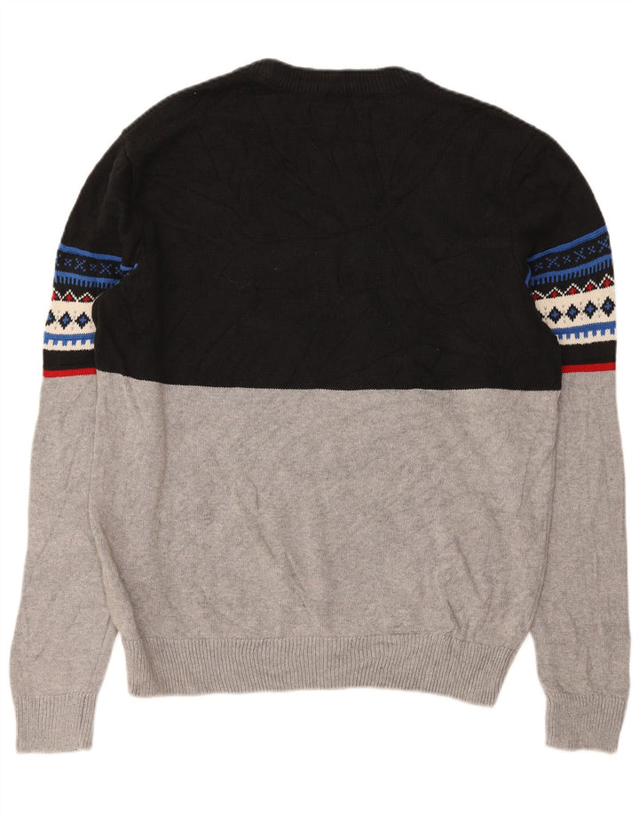 Chaps Herren-Pullover mit Rundhalsausschnitt, Größe L, Grau, Fair-Isle-Baumwolle
