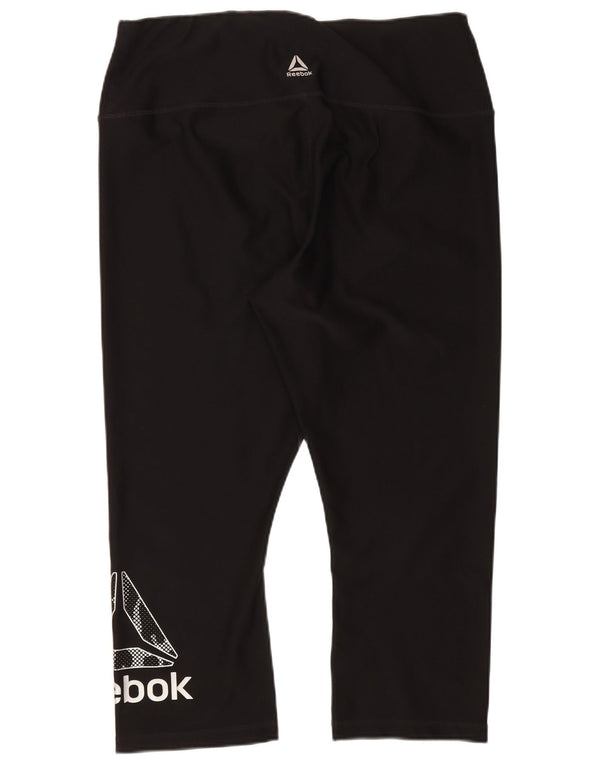 Reebok Damen Graphic Capri Leggings UK 14 Large Schwarz