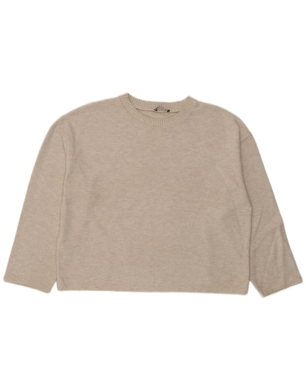 Zara Damen Übergroßes Top Langarm UK 16 Large Off White
