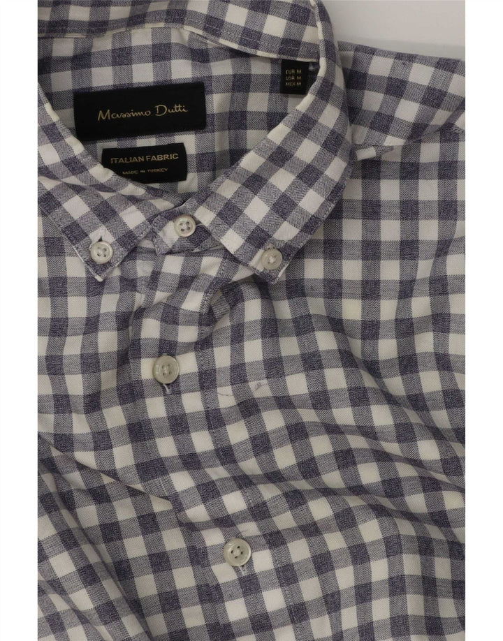 Massimo Dutti Herrenhemd aus mittelblauer Gingham-Baumwolle