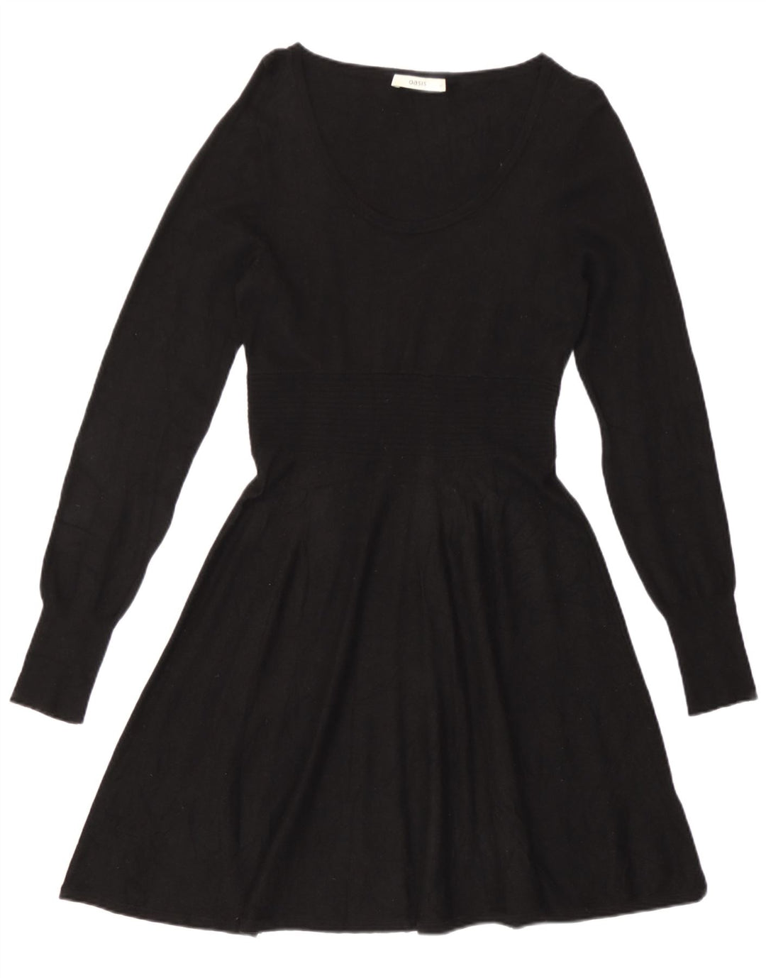 Oasis Langärmliges A-Linien-Kleid für Damen, UK 12, Mittelschwarz, Viskose
