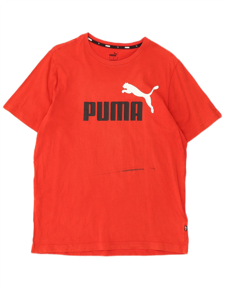 PUMA Herren Grafik-T-Shirt-Oberteil aus mittelroter Baumwolle