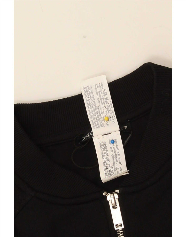 Zara Damen Bomberjacke UK 16 Große schwarze Baumwolle