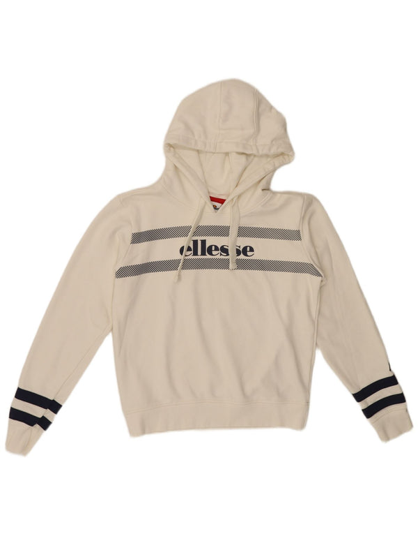 Ellesse Damen-Pullover mit übergroßem Crop-Hoodie, Gr. 10, Größe S, Weiß, gestreift