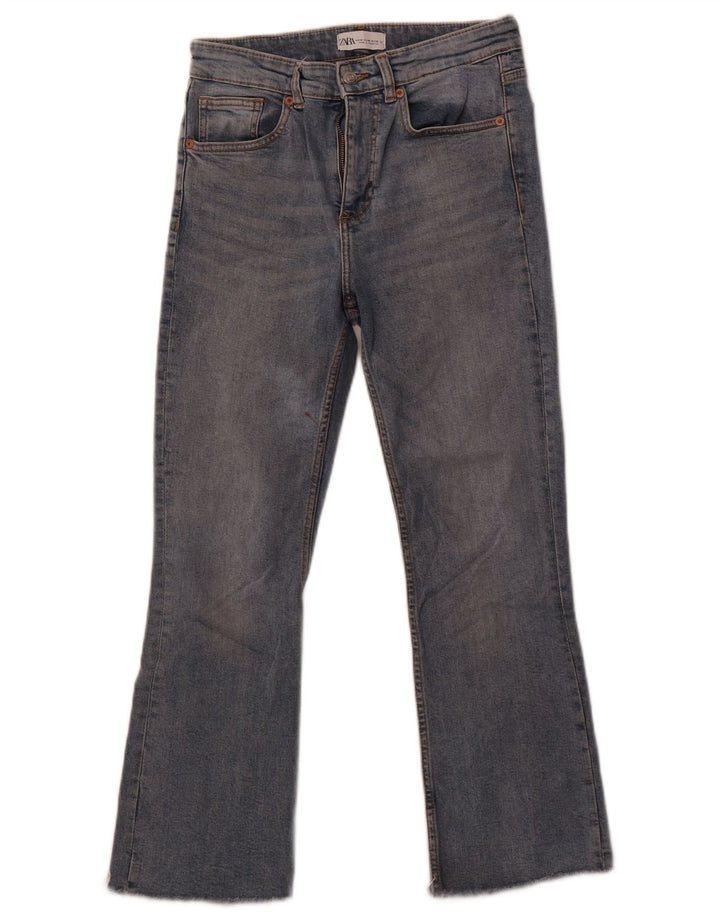 Zara Damen Crop Bootcut Jeans EU 38 Small W28 L26 Blaue Baumwolle