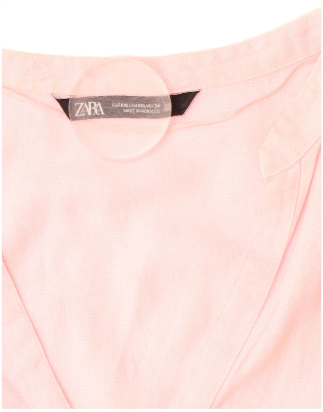 ZARA Damen Hemd UK 20 2XL Rosa Leinen