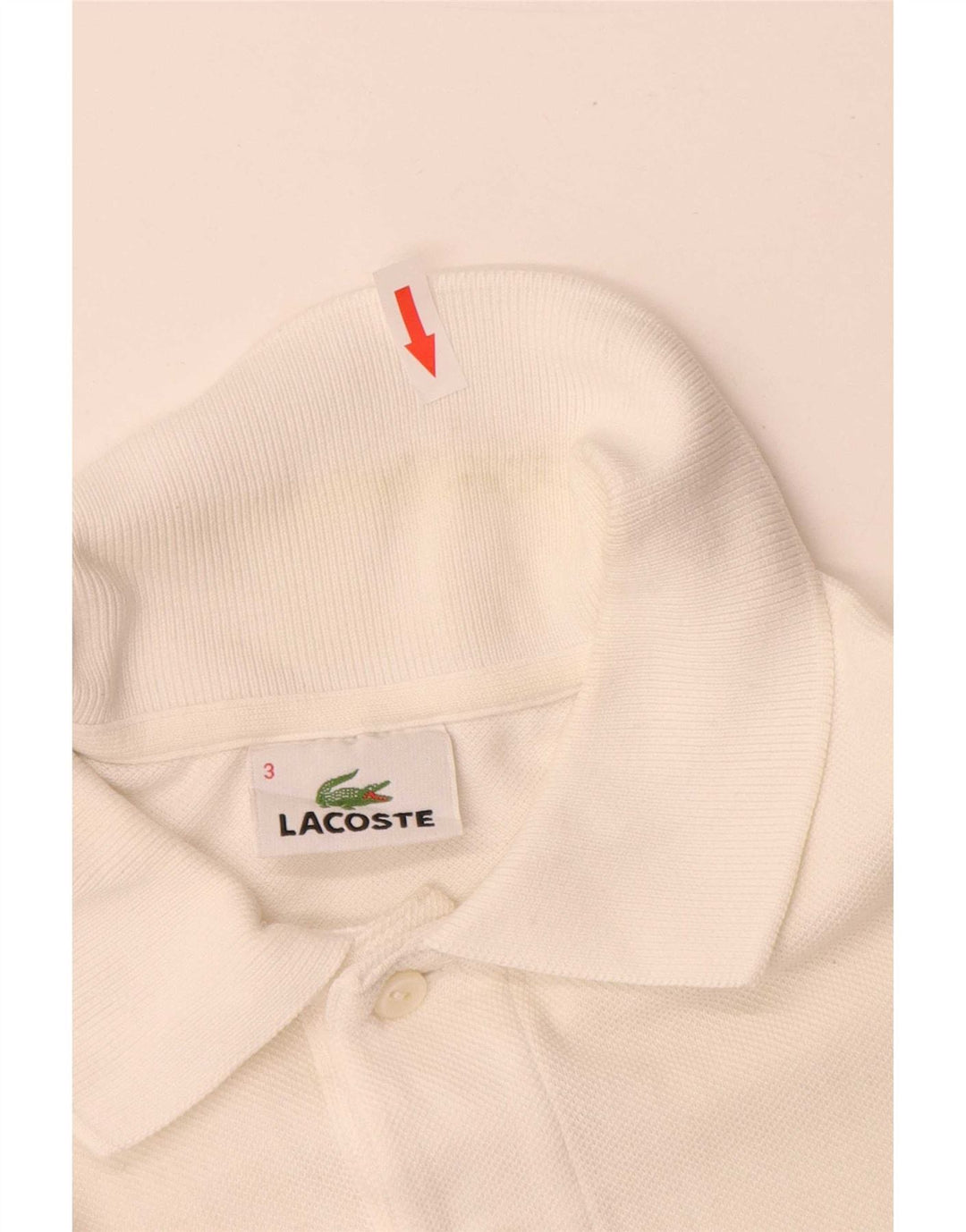 Lacoste Herren-Poloshirt, Größe 3, klein, weiße Baumwolle